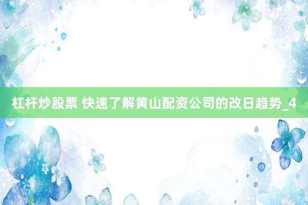 杠杆炒股票 快速了解黄山配资公司的改日趋势_4