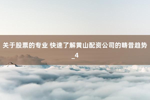 关于股票的专业 快速了解黄山配资公司的畴昔趋势_4