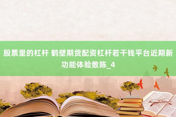 股票里的杠杆 鹤壁期货配资杠杆若干钱平台近期新功能体验敷陈_4