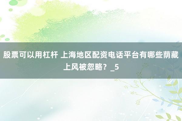 股票可以用杠杆 上海地区配资电话平台有哪些荫藏上风被忽略？_5