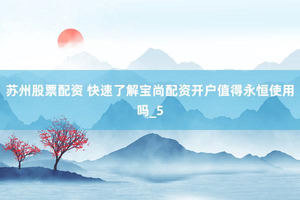 苏州股票配资 快速了解宝尚配资开户值得永恒使用吗_5