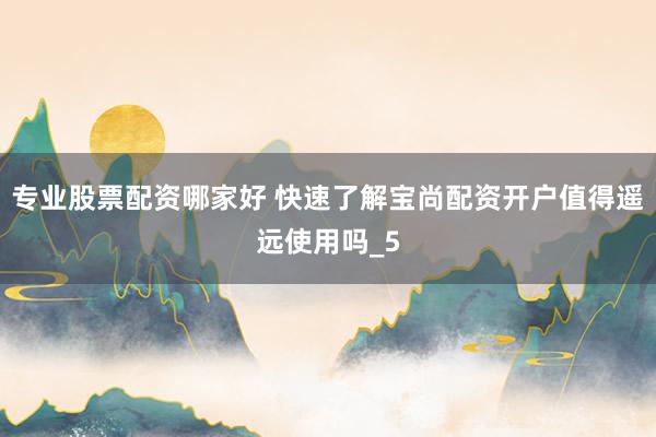 专业股票配资哪家好 快速了解宝尚配资开户值得遥远使用吗_5